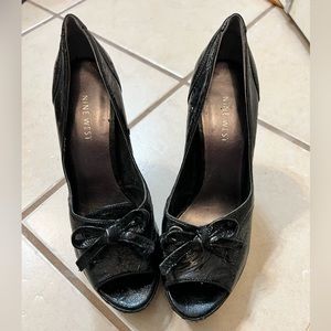 Nine West black open toed heels